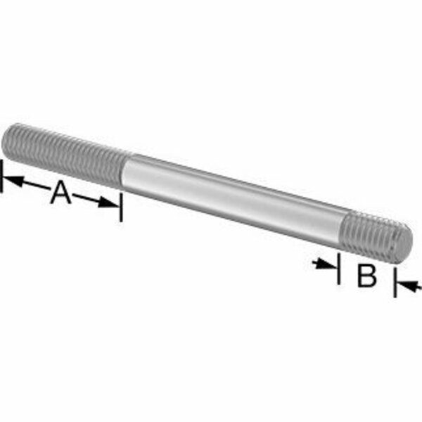 Bsc Preferred 18-8 Stainless Steel Threaded on Both Ends Stud 1/2-13 Thread Size 2 and 3/4 Thread len 6 Long 92997A398